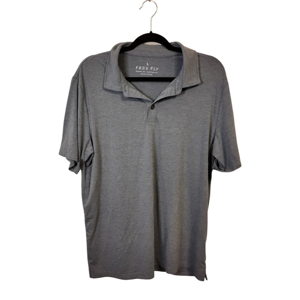 Free Fly Apparel Grey Polo Shirt Men's Size L
